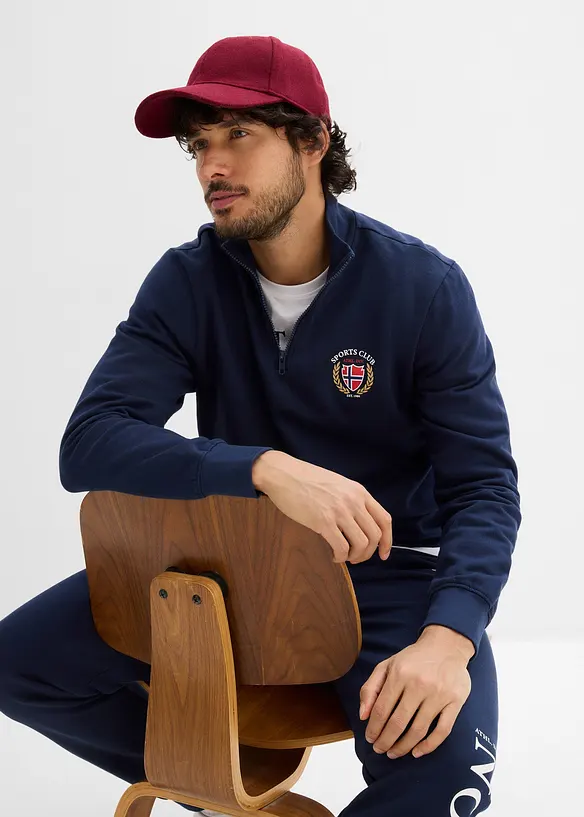 Mikina s l&iacute;mcem na zip, z čist&eacute; bavlny, bonprix