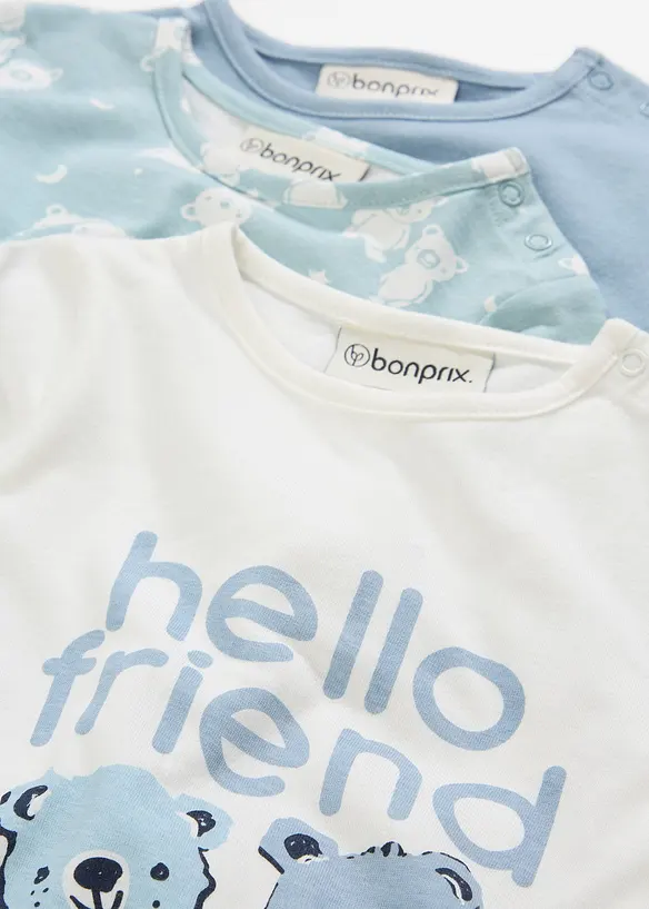 Dupačky na span&iacute;, s ťapkami, z čist&eacute; organick&eacute; bavlny (3 ks v balen&iacute;), bonprix