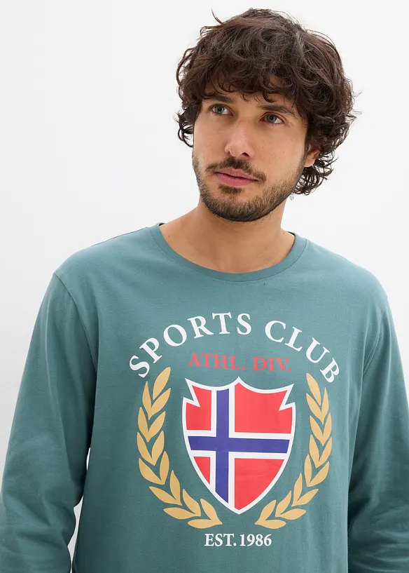 Tričko s dlouh&yacute;m ruk&aacute;vem z čist&eacute; bavlny, bonprix