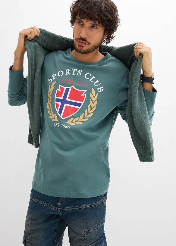 Tričko s dlouh&yacute;m ruk&aacute;vem z čist&eacute; bavlny, bonprix