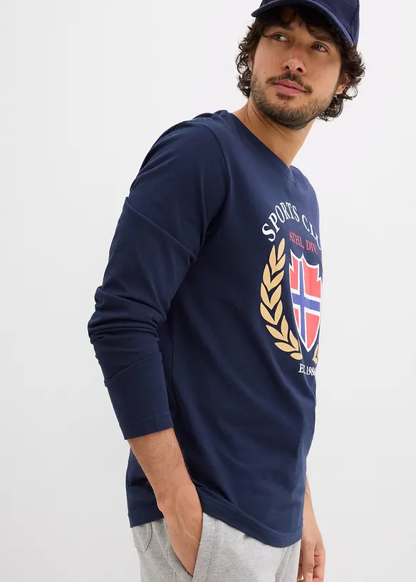 Tričko s dlouh&yacute;m ruk&aacute;vem z čist&eacute; bavlny, bonprix