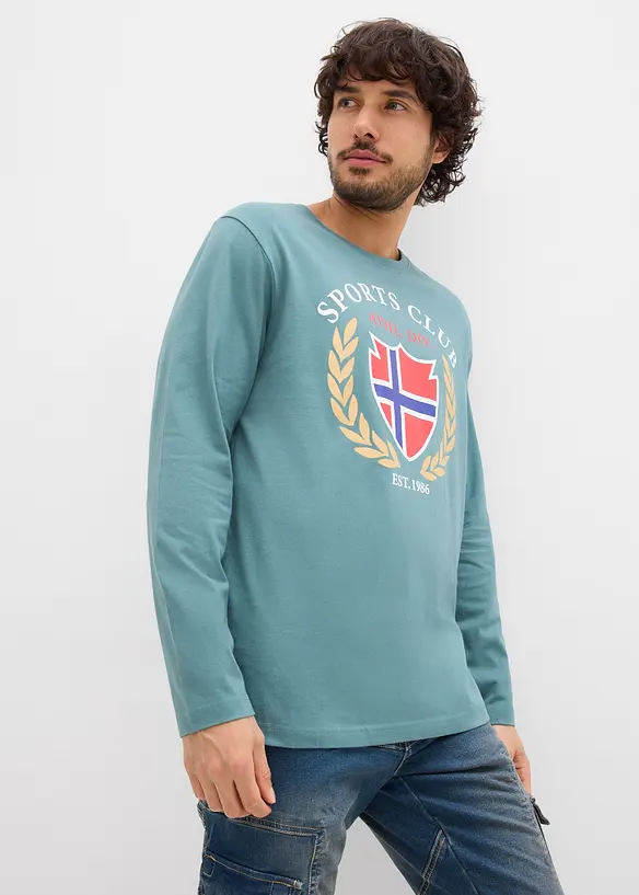 Tričko s dlouh&yacute;m ruk&aacute;vem z čist&eacute; bavlny, bonprix