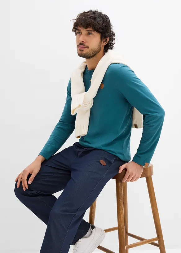 Joggingov&eacute; kalhoty se vzhledem denimu, bonprix