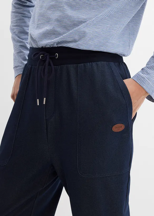 Joggingov&eacute; kalhoty se vzhledem denimu, bonprix
