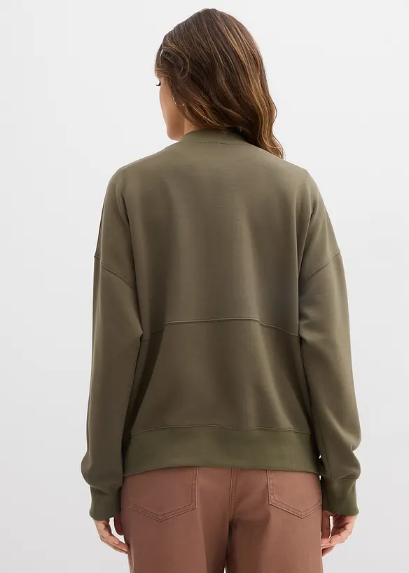 Oversize prop&iacute;nac&iacute; mikina z materi&aacute;lu scuba, bonprix