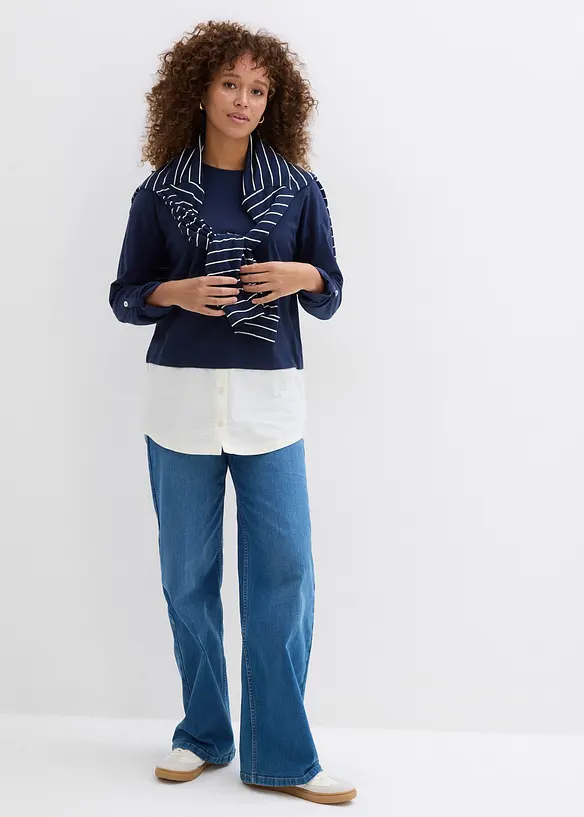 Tričko s halenkovou vsadkou, bonprix