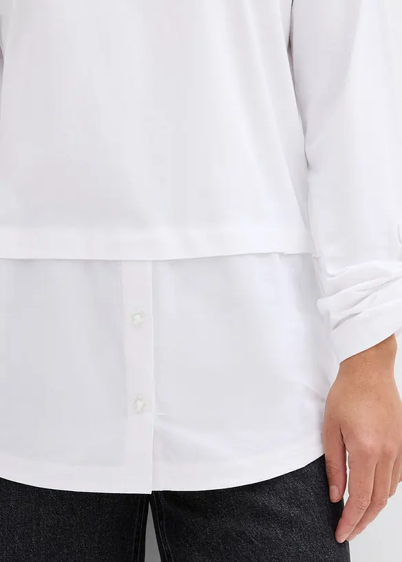 Tričko s halenkovou vsadkou, z čist&eacute; organick&eacute; bavlny, bonprix