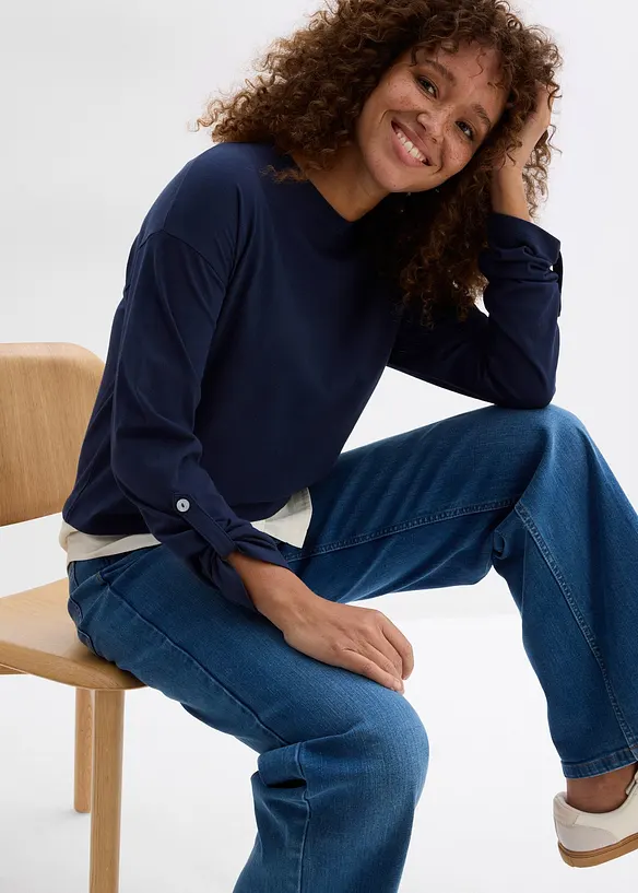 Tričko s halenkovou vsadkou, bonprix