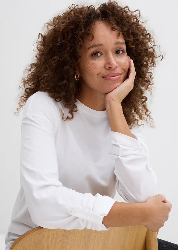 Tričko s halenkovou vsadkou, z čist&eacute; organick&eacute; bavlny, bonprix