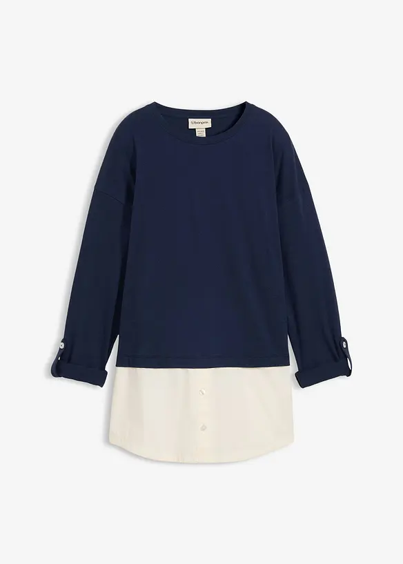 Tričko s halenkovou vsadkou, bonprix