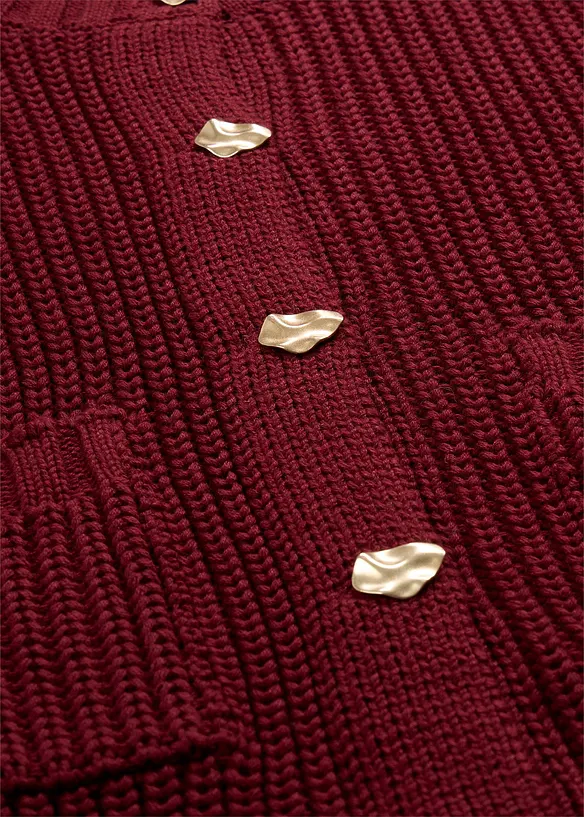 Kab&aacute;tek z hrub&eacute; pleteniny, s tepan&yacute;mi knofl&iacute;ky, bonprix