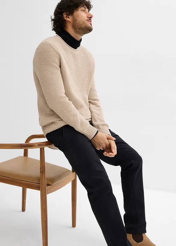 Strečov&eacute; chino kalhoty Regular Fit s pohodln&yacute;m pasem a opaskem, Straight, bonprix