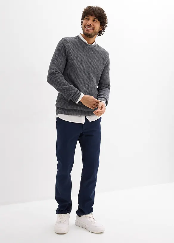 Strečov&eacute; chino kalhoty Regular Fit s pohodln&yacute;m pasem a opaskem, Straight, bonprix