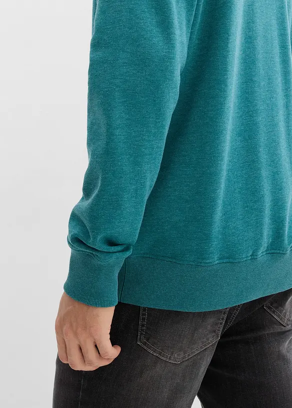 Mikina na zap&iacute;n&aacute;n&iacute; se stoj&aacute;čkem a s detaily z imitace kůže, bonprix