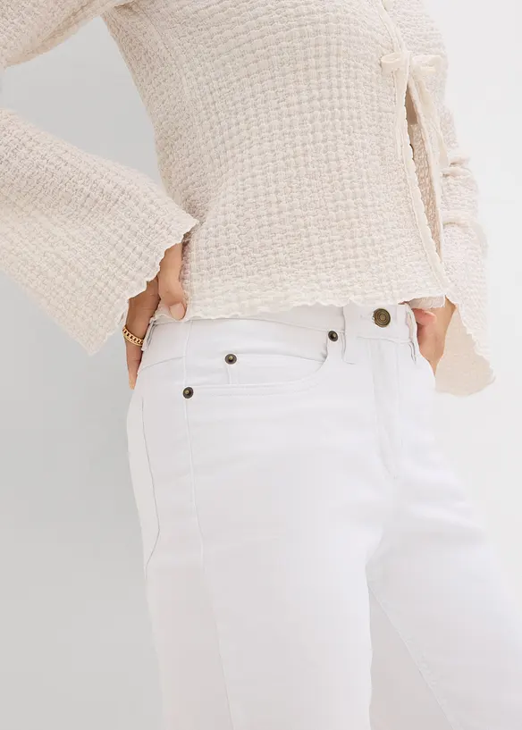 Straight dž&iacute;ny Mid Waist, strečov&eacute;, bonprix