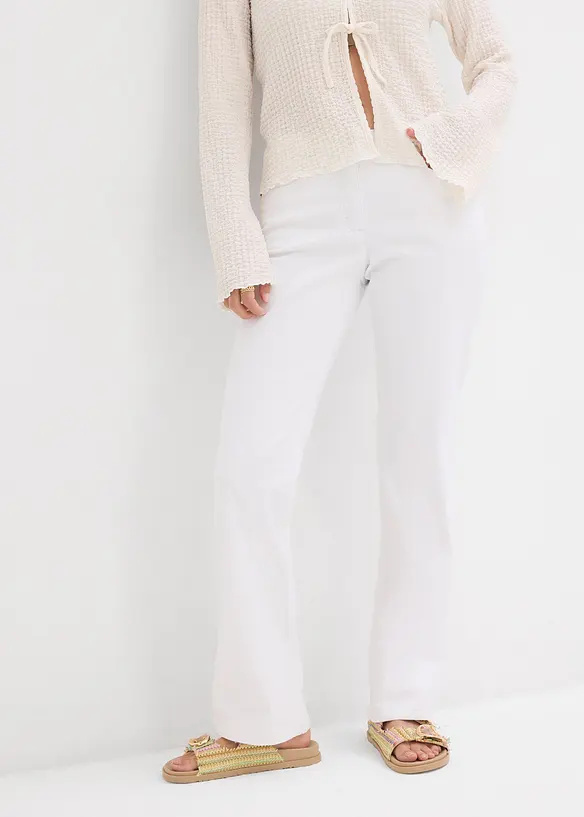 Straight dž&iacute;ny Mid Waist, strečov&eacute;, bonprix