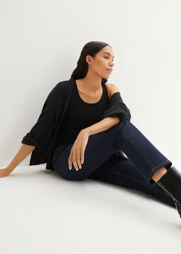 Straight dž&iacute;ny Mid Waist, strečov&eacute;, bonprix