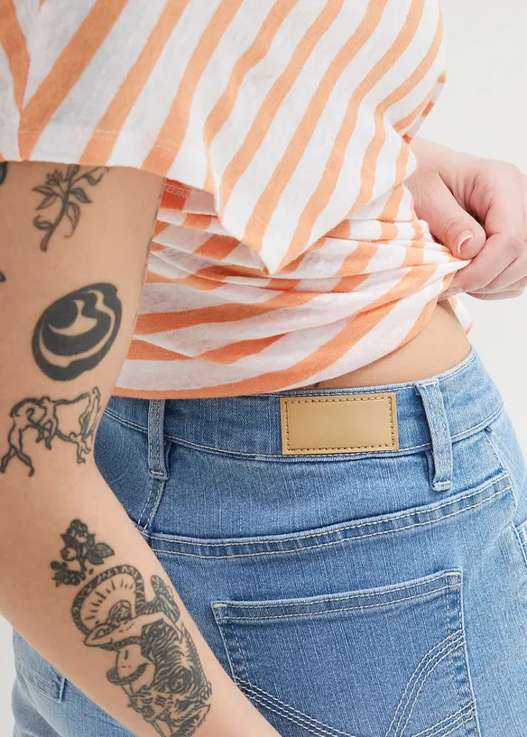 Dž&iacute;nov&eacute; bermudy, Mid Waist, bonprix