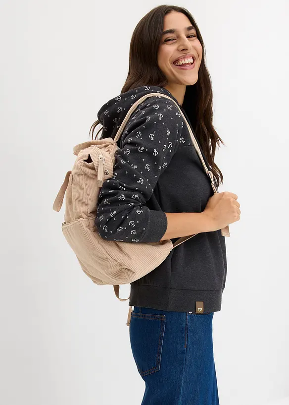 Mikina s kapuc&iacute; a zipem, z čist&eacute; bavlny, bonprix