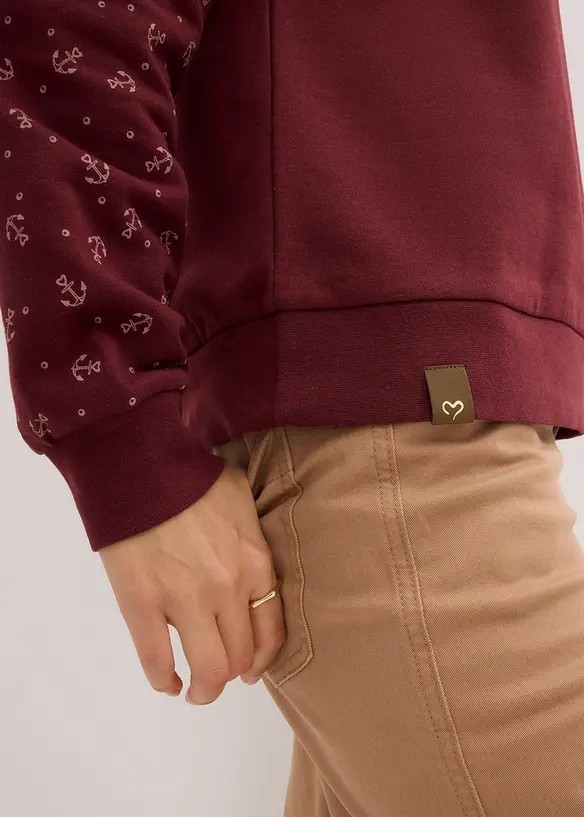 Mikina s kapuc&iacute; a zipem, z čist&eacute; bavlny, bonprix