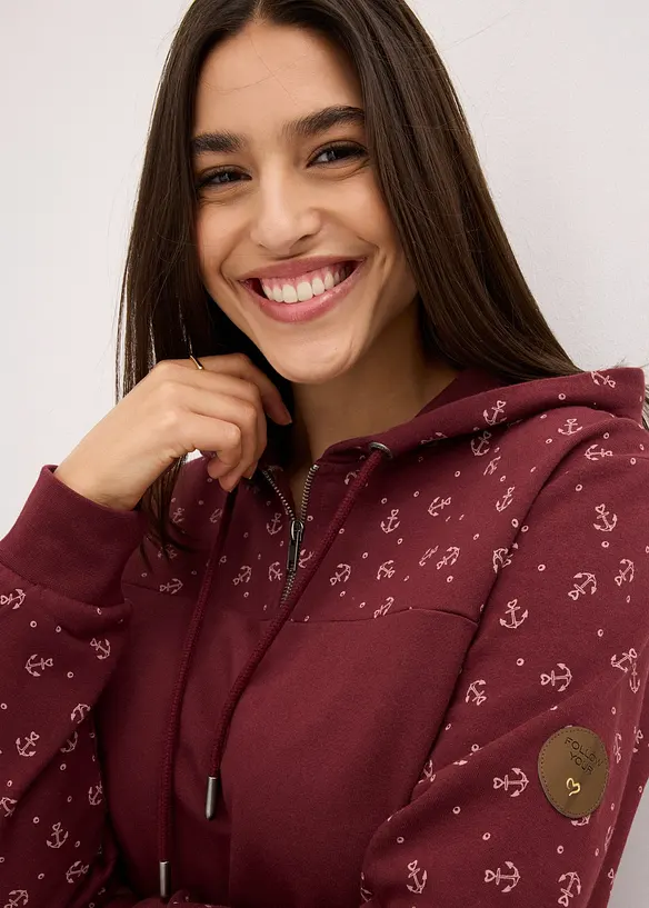 Mikina s kapuc&iacute; a zipem, z čist&eacute; bavlny, bonprix