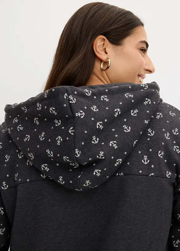 Mikina s kapuc&iacute; a zipem, z čist&eacute; bavlny, bonprix