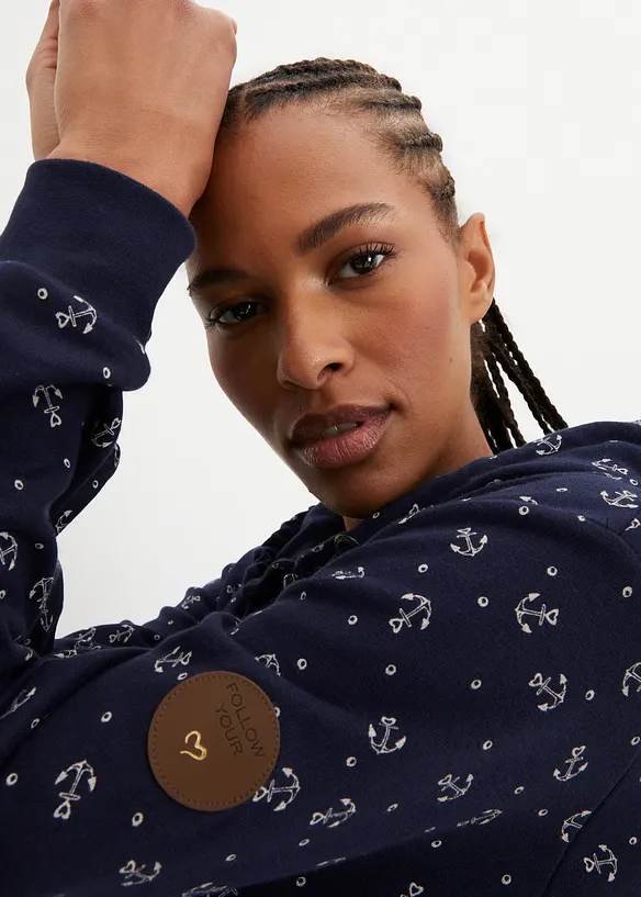 Mikina s kapuc&iacute; a zipem, z čist&eacute; bavlny, bonprix