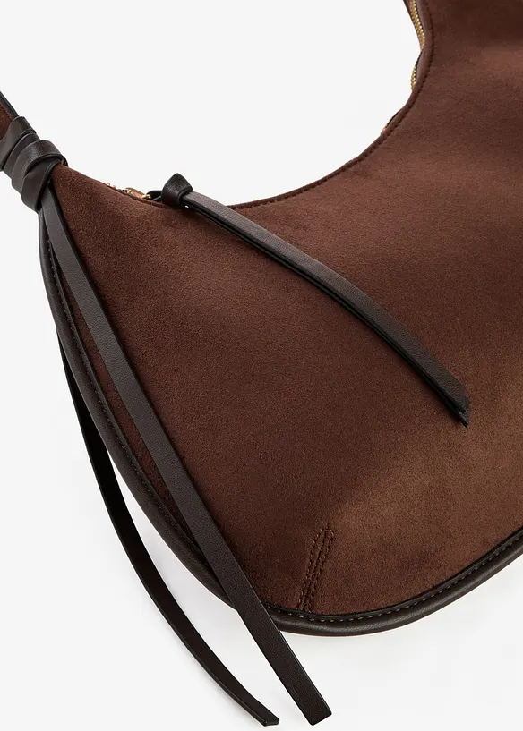 Kabelka přes rameno se vzhledem velurov&eacute; kůže, s paspulkou, bonprix