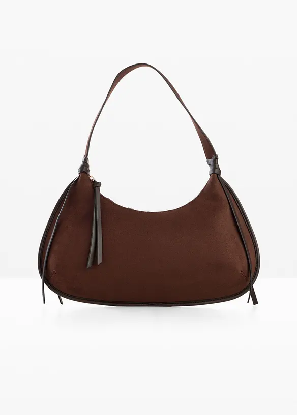 Kabelka přes rameno se vzhledem velurov&eacute; kůže, s paspulkou, bonprix