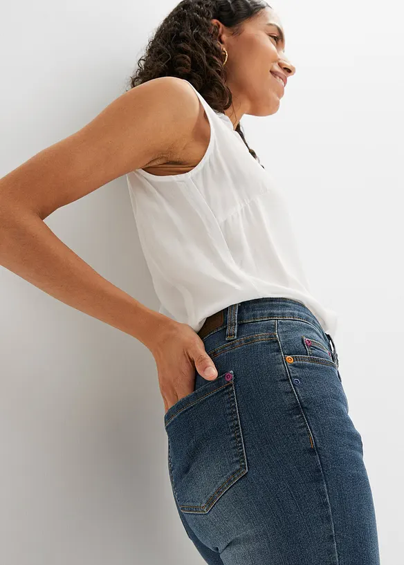 Strečov&eacute; dž&iacute;ny Straight, Mid Waist, bonprix