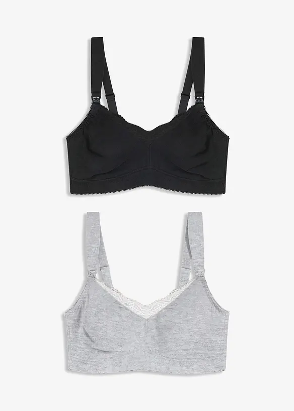 Koj&iacute;c&iacute; podprsenka bez kostic, s organickou bavlnou a krajkou (2 ks v balen&iacute;), bonprix
