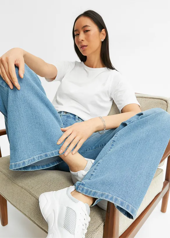 Strečov&eacute; dž&iacute;ny Wide Leg, Mid Waist, bonprix