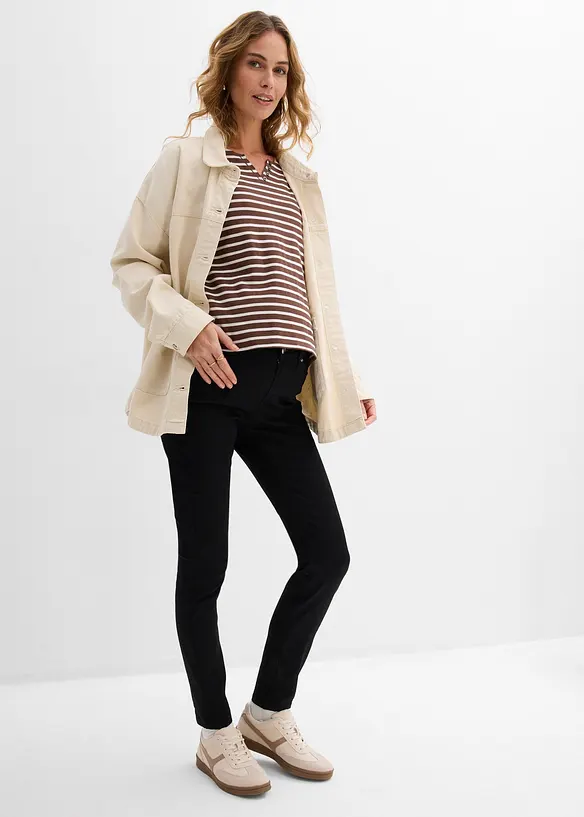 Super strečov&eacute; těhotensk&eacute; dž&iacute;ny 2 v 1, pro těhotenstv&iacute; i obdob&iacute; po porodu, Slim, bonprix