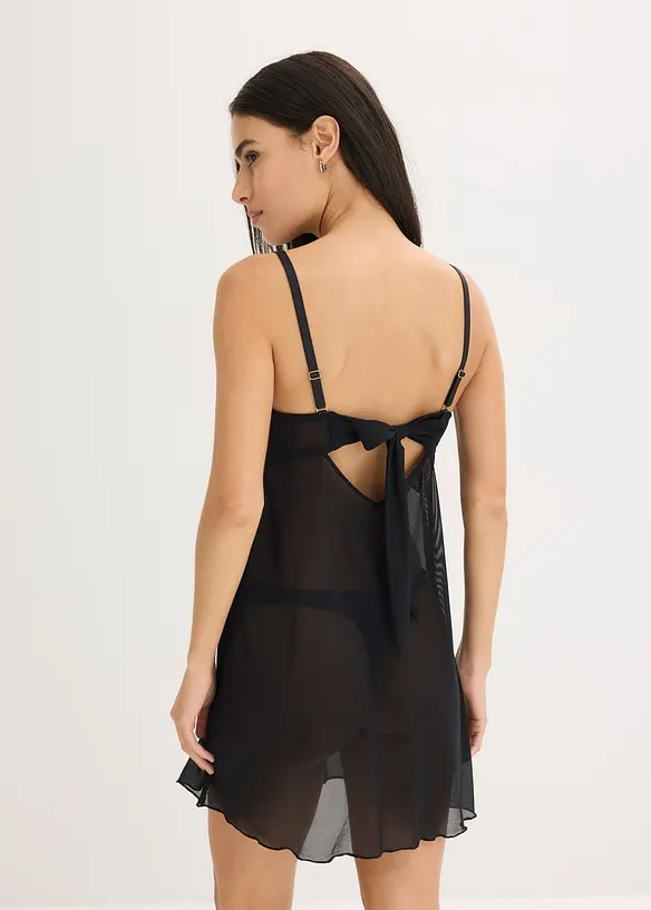 Negliž&eacute; s kosticemi, se srd&iacute;čkovou krajkou, bonprix