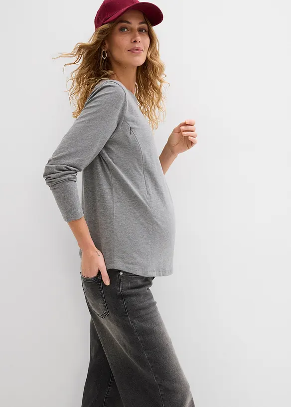 Těhotensk&eacute; triko s diskr&eacute;tn&iacute; &uacute;pravou pro kojen&iacute; a s organickou bavlnou (2 ks v balen&iacute;), bonprix