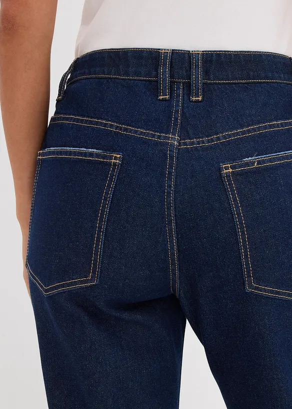 Dž&iacute;ny Straight, Mid Waist, se &scaron;trasov&yacute;mi kam&iacute;nky, bonprix