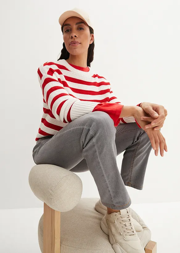 Strečov&eacute; dž&iacute;ny Mid Waist, Straight, bonprix