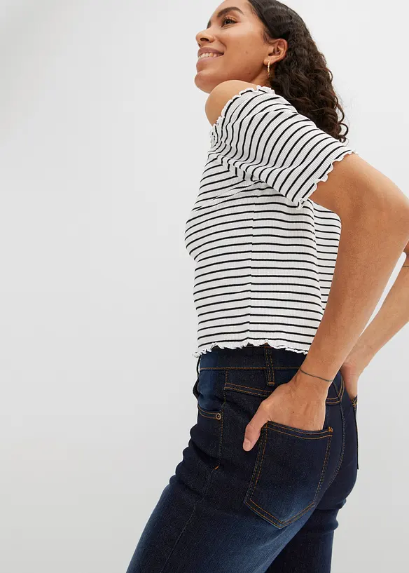 Strečov&eacute; dž&iacute;ny Mid Waist, Straight, bonprix