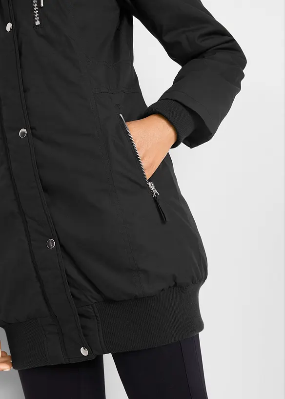 Dlouh&aacute; bunda s kapuc&iacute;, vatovan&aacute;, bonprix