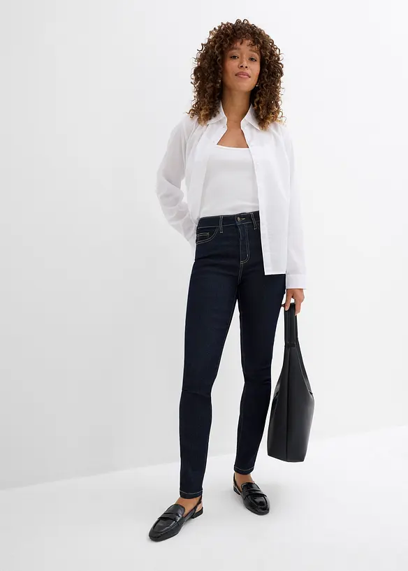 Skinny dž&iacute;ny Mid Waist, strečov&eacute;, bonprix