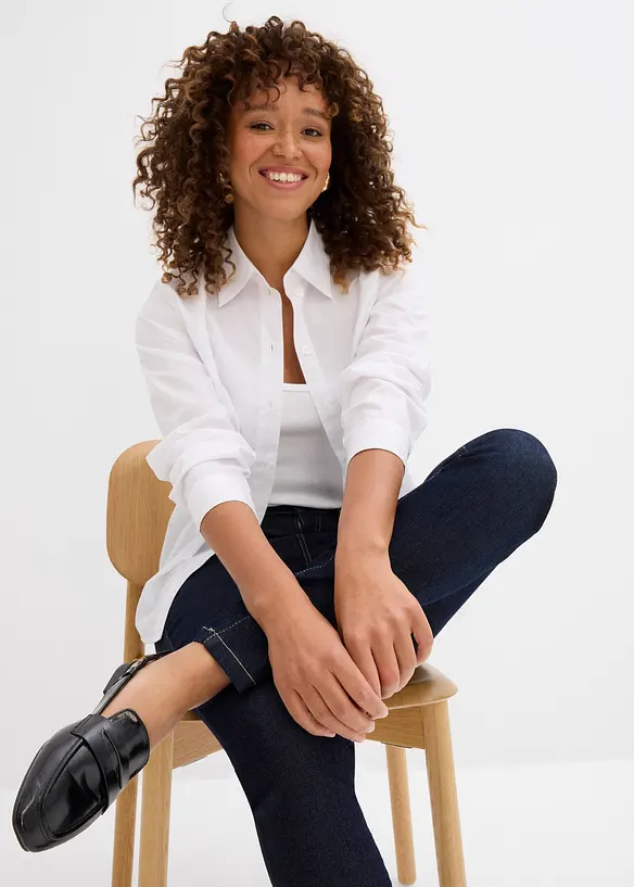 Skinny dž&iacute;ny Mid Waist, strečov&eacute;, bonprix