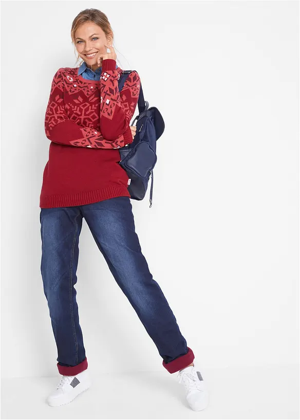 Termo dž&iacute;ny Straight, Mid Waist, bonprix