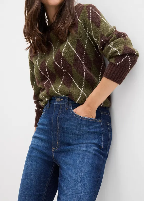 Skinny dž&iacute;ny, High Waist, zkr&aacute;cen&eacute;, bonprix