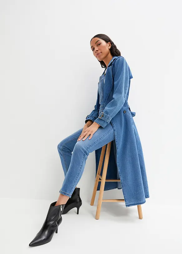 Dž&iacute;nov&eacute; kalhoty s laclem a střihem Boyfriend, bonprix