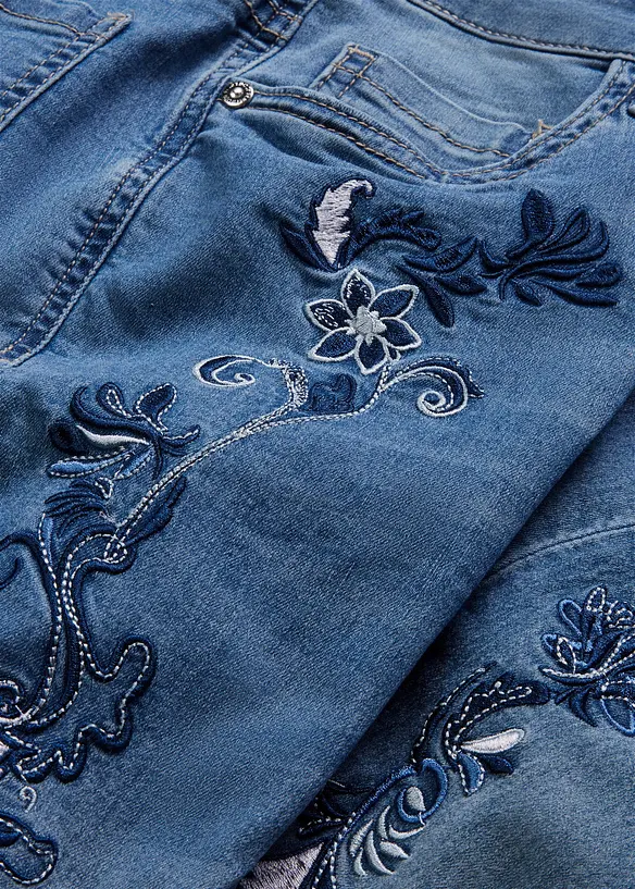 Dž&iacute;ny Slim Fit, Mid Waist, zkr&aacute;cen&eacute;, bonprix