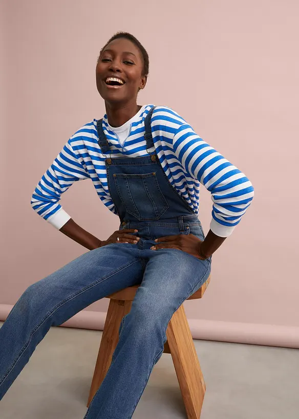 Dž&iacute;nov&eacute; kalhoty s laclem a střihem Boyfriend, bonprix