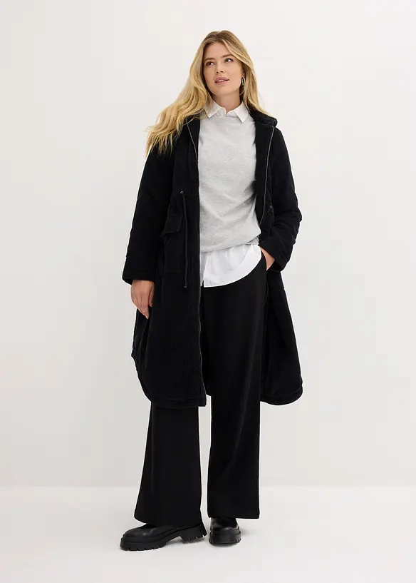 Man&scaron;estrov&yacute; kab&aacute;t s kapuc&iacute; s medv&iacute;dkov&yacute;m fl&iacute;sem, z čist&eacute; bavlny, bonprix