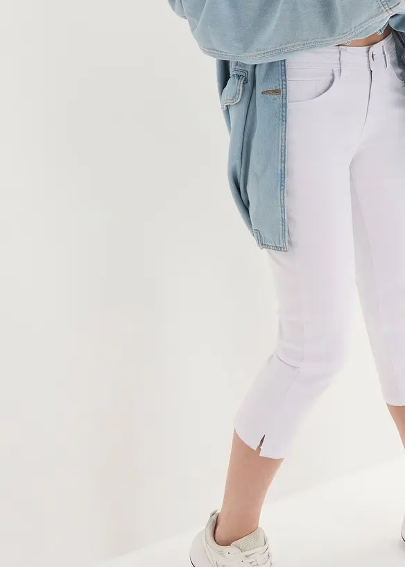 Dž&iacute;ny Slim Fit, Mid Waist, zkr&aacute;cen&eacute;, bonprix