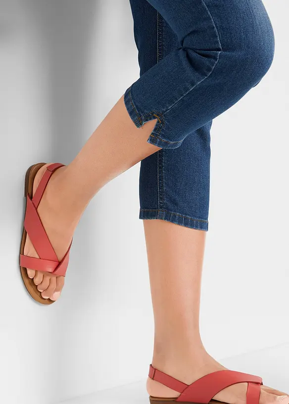 Dž&iacute;ny Slim Fit, Mid Waist, zkr&aacute;cen&eacute;, bonprix