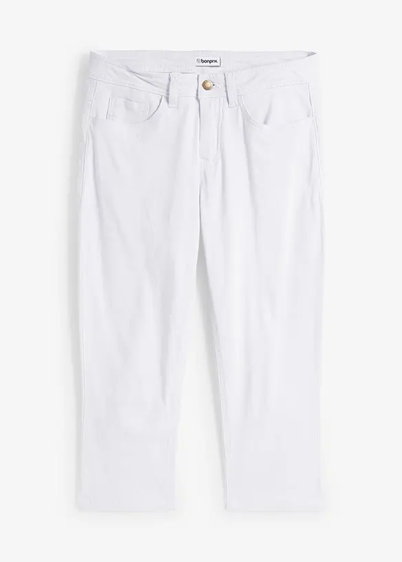 Dž&iacute;ny Slim Fit, Mid Waist, zkr&aacute;cen&eacute;, bonprix